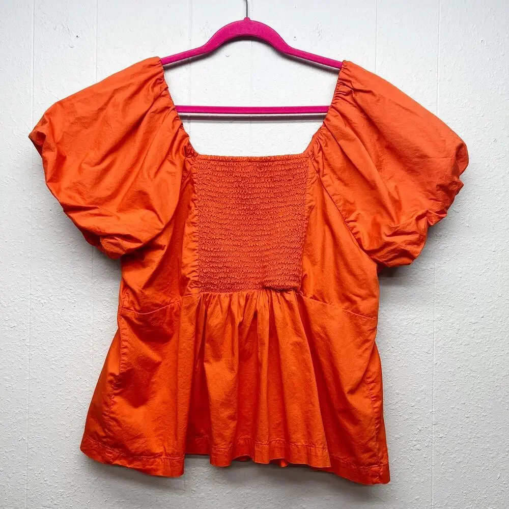 Old Navy Smocked Babydoll Puff Sleeve Top Womens XXL Cottage Boho Casual Party